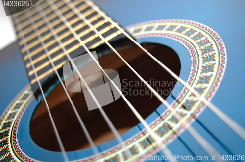 Image of blue music guitar for playing party music 