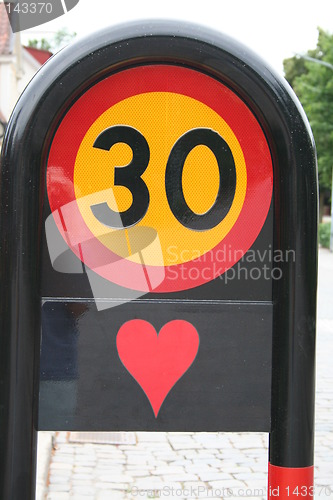 Image of Heart on traffic sign