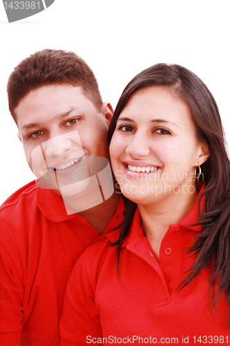 Image of portrait of young happy beautiful couple