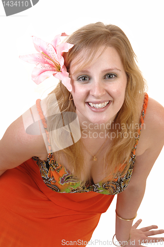 Image of Lovely girl looking up.