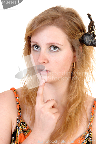 Image of Thinking teen girl.