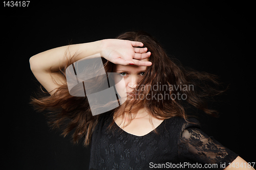 Image of girl with flowing long hair