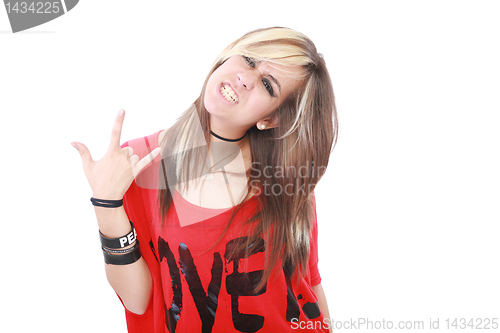 Image of Portrait of a beautiful young female rock singer 