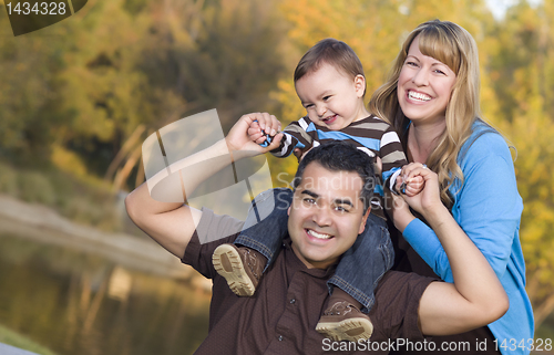 Image of Happy Mixed Race Ethnic Family Posing for A Portrait