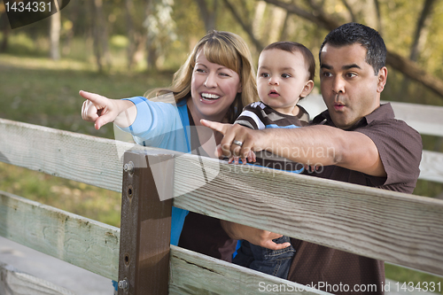 Image of Happy Mixed Race Family Playing In The Park