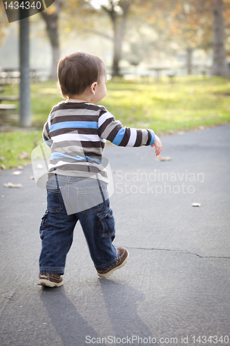 Image of Young Baby Boy Walking in the Park