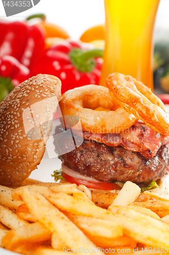 Image of classic hamburger sandwich and fries