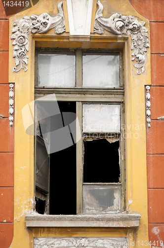 Image of Old window with broken glass