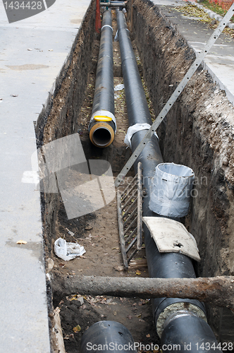 Image of Installing pipes for hot water and steam heating