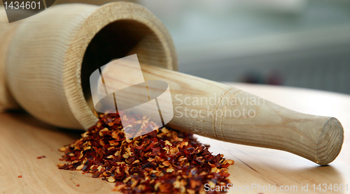 Image of Hot chilli pepper and mortar