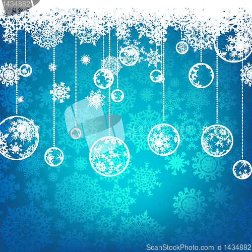 Image of Beautiful blue happy Christmas card. EPS 8