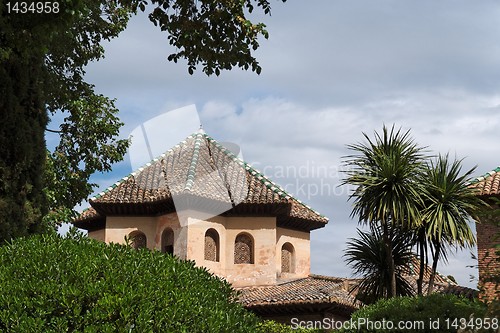 Image of Roof of Alhambra palace seen from Alhambra gardens