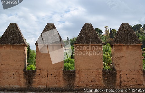 Image of Wall crenellations in medieval castle in Spain