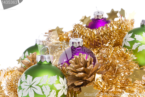 Image of christmas balls with tinsel