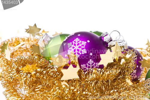 Image of christmas balls with tinsel