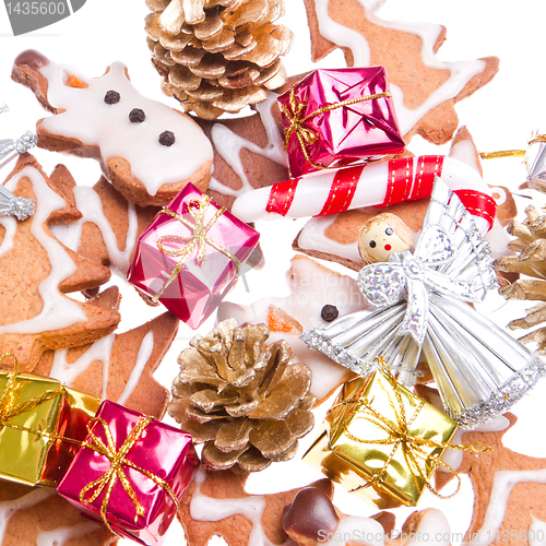 Image of ginger snowmen with christmas decoration