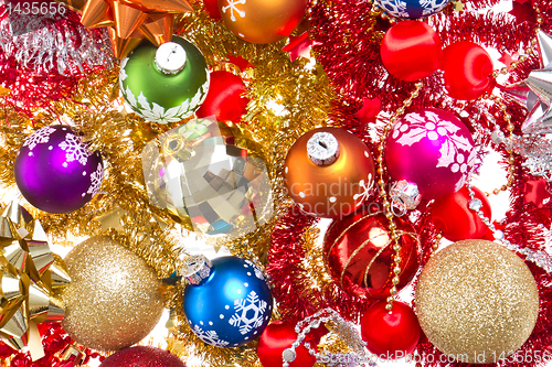 Image of christmas balls and tinsel
