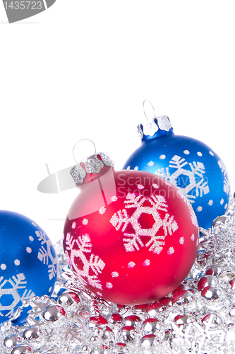 Image of christmas balls with tinsel