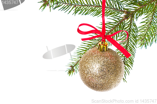Image of christmas balls hanging from tree