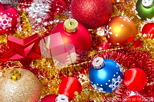 Image of christmas balls and tinsel