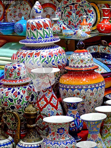 Image of Colorful pottery detail