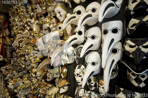 Image of A lot of venetian carnival masks