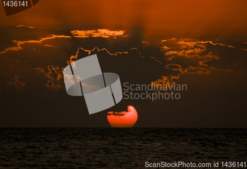 Image of Sunset over ocean