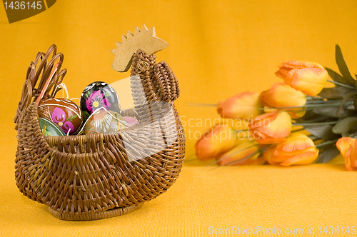 Image of Easter eggs with basket