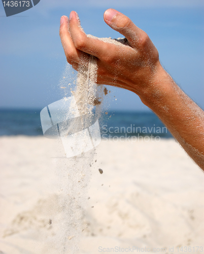 Image of Sand falling from the man's hand 