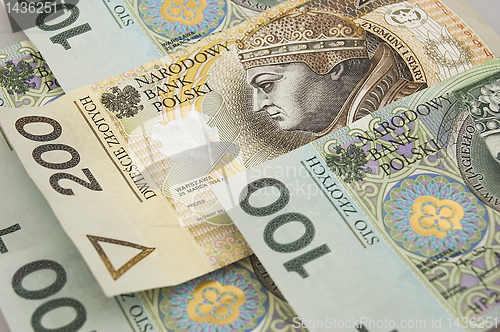 Image of polish zloty banknotes background