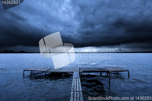 Image of Old pier and dramatic sky