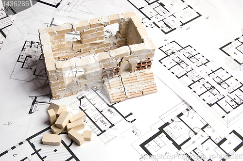 Image of House over blueprint