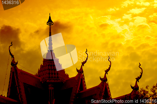 Image of Sunset with temple silhouette