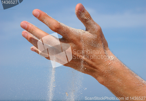 Image of Sand falling from the man's hand 