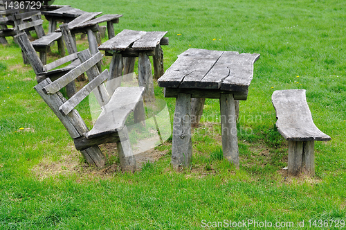 Image of Wooden bench in park