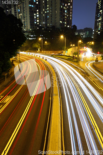 Image of traffic in city at night