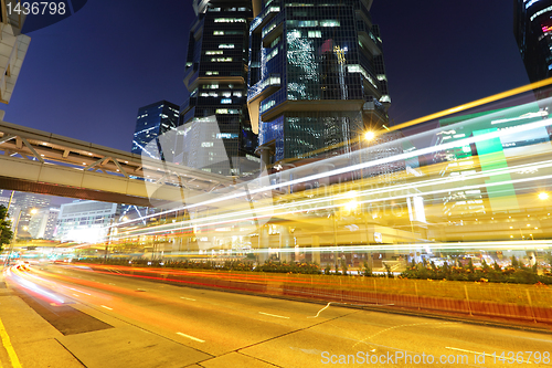 Image of traffic in city at night