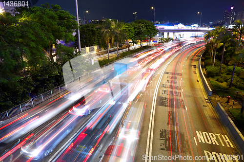 Image of traffic at night in city