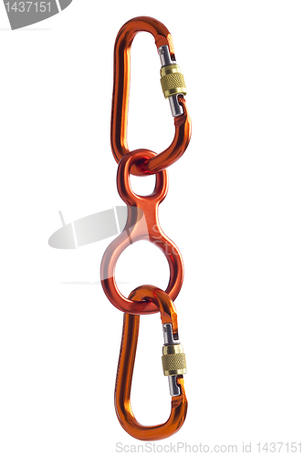 Image of Carabiners chained 