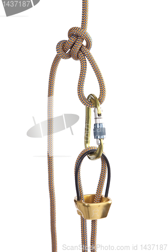 Image of Climbing rope and carabiner