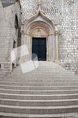 Image of Old town of Dubrovnik, Croatia. Church door
