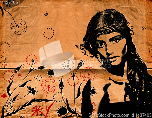 Image of graffiti woman on wall