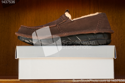 Image of brown shoes on box