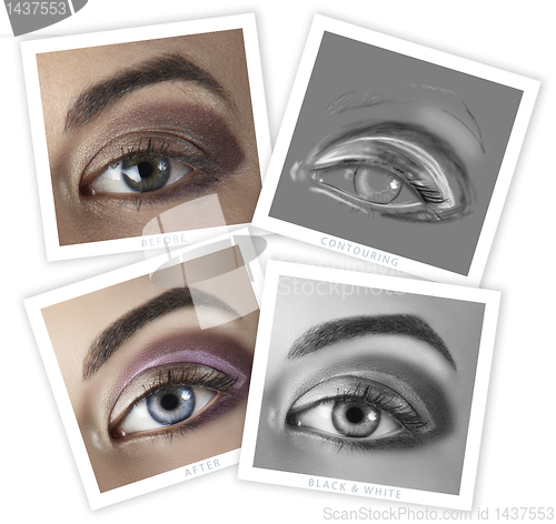 Image of eye retouching before and after