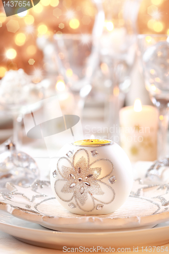 Image of Luxury table setting for Christmas