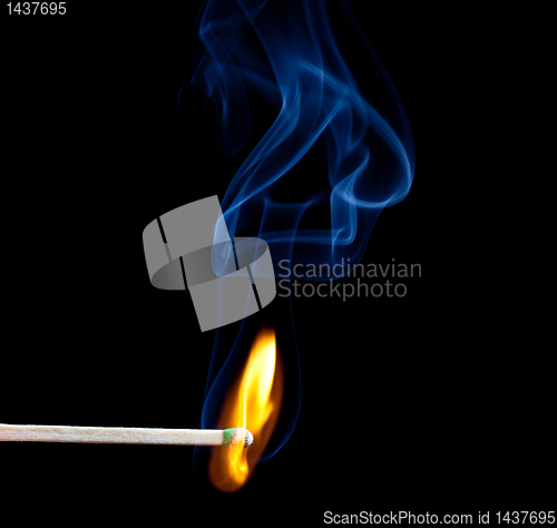 Image of Green headed match starts to smoulder