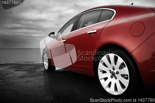 Image of Luxury cherry red car