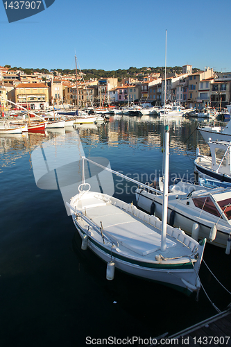 Image of harbor with yachts in Cassis, France