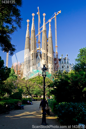 Image of Sagrada Familia cathedral in Barcelona, Spain