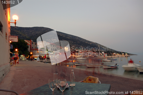 Image of table by sea